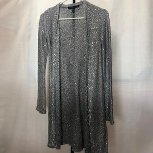 Silver White House Black Market Long Cardigan